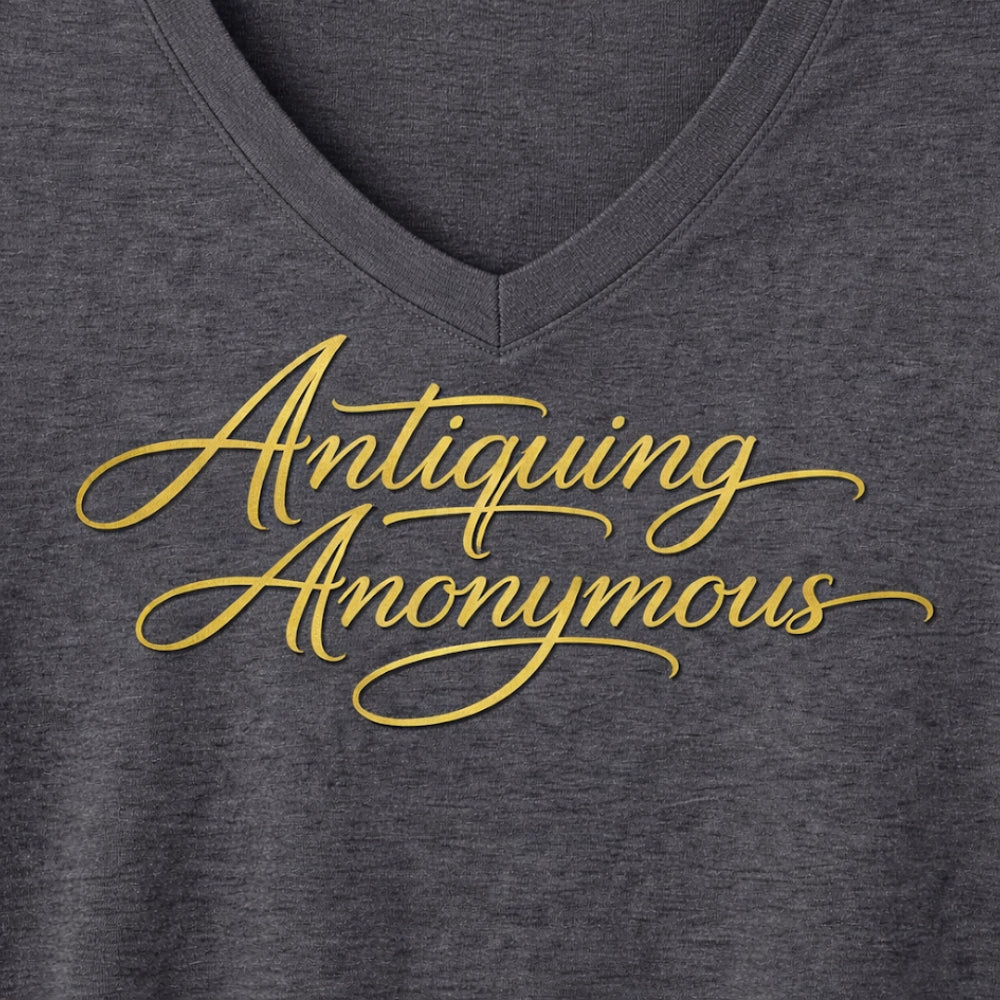 Antiquing Anonymous Tee - Dark Grey With Metallic Gold Signature