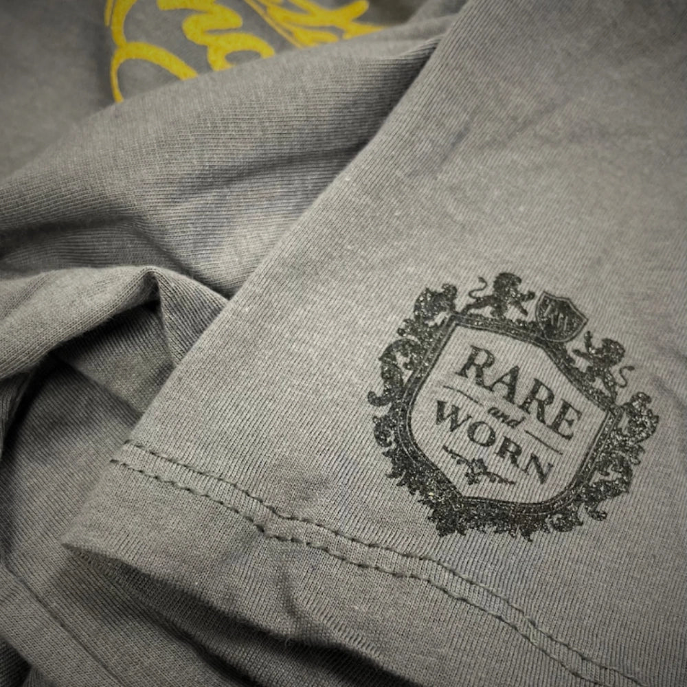 Antiquing Anonymous Tee - Dark Grey With Metallic Gold Signature