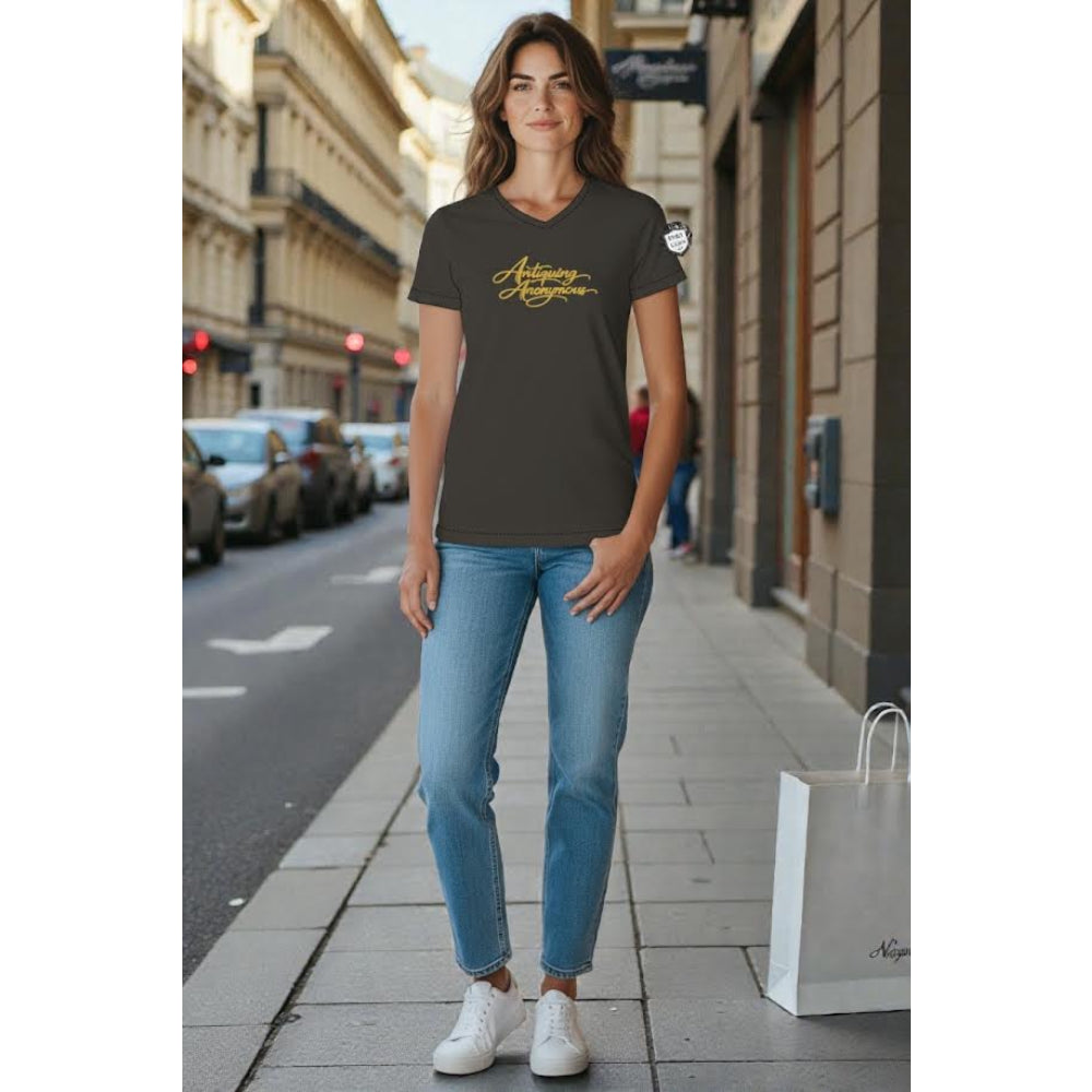 Antiquing Anonymous Tee - Dark Grey With Metallic Gold Signature