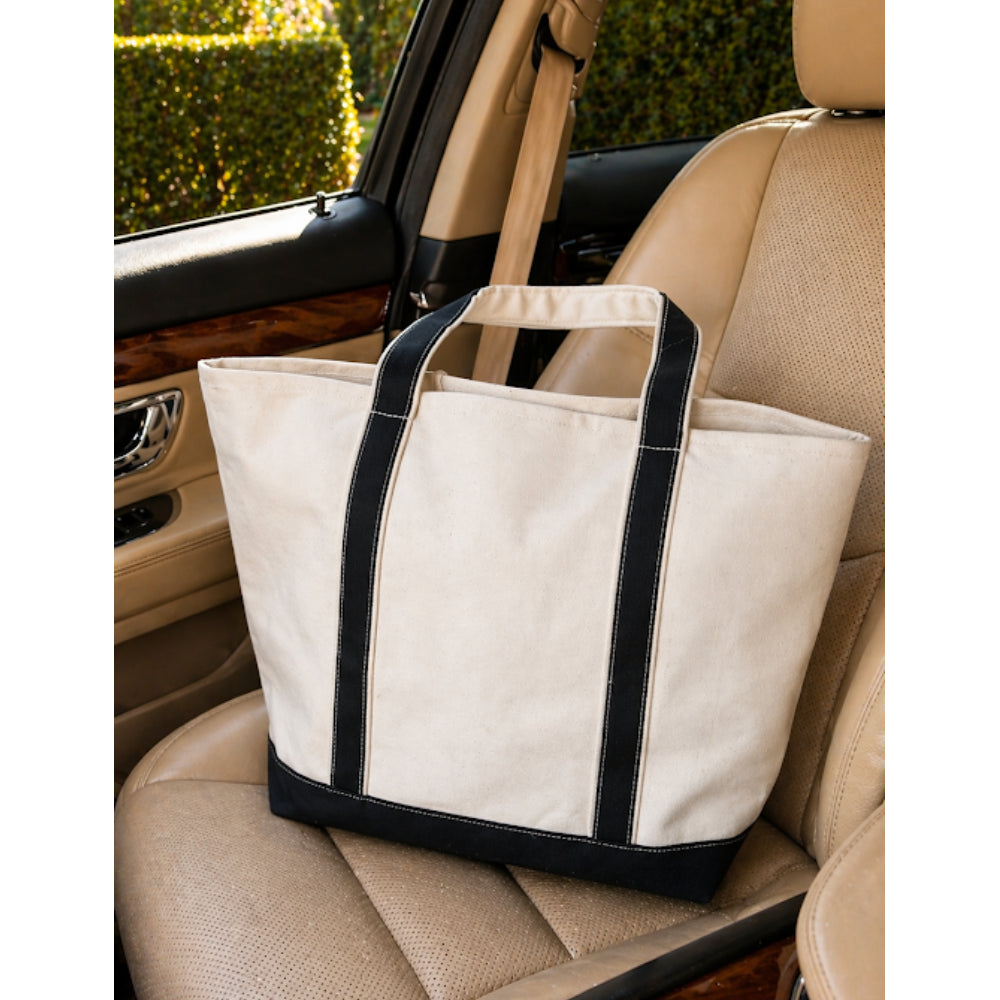 I Brake For Blue And White -  Embroidered Large Canvas Tote - Heritage Collection