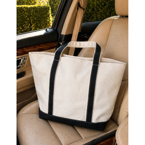 I Brake For Blue And White -  Embroidered Large Canvas Tote - Heritage Collection