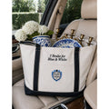 I Brake For Blue And White -  Embroidered Large Canvas Tote - Heritage Collection